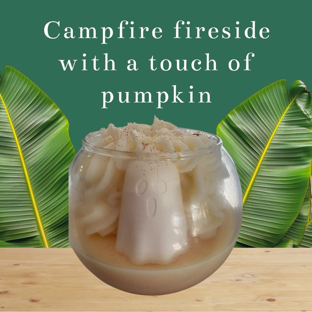 Ghost whisper campfire & fireside with touch of pumpkin Candle 20oz